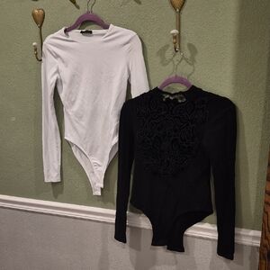 Zara Long Sleeve Bodysuit Set - White & Black